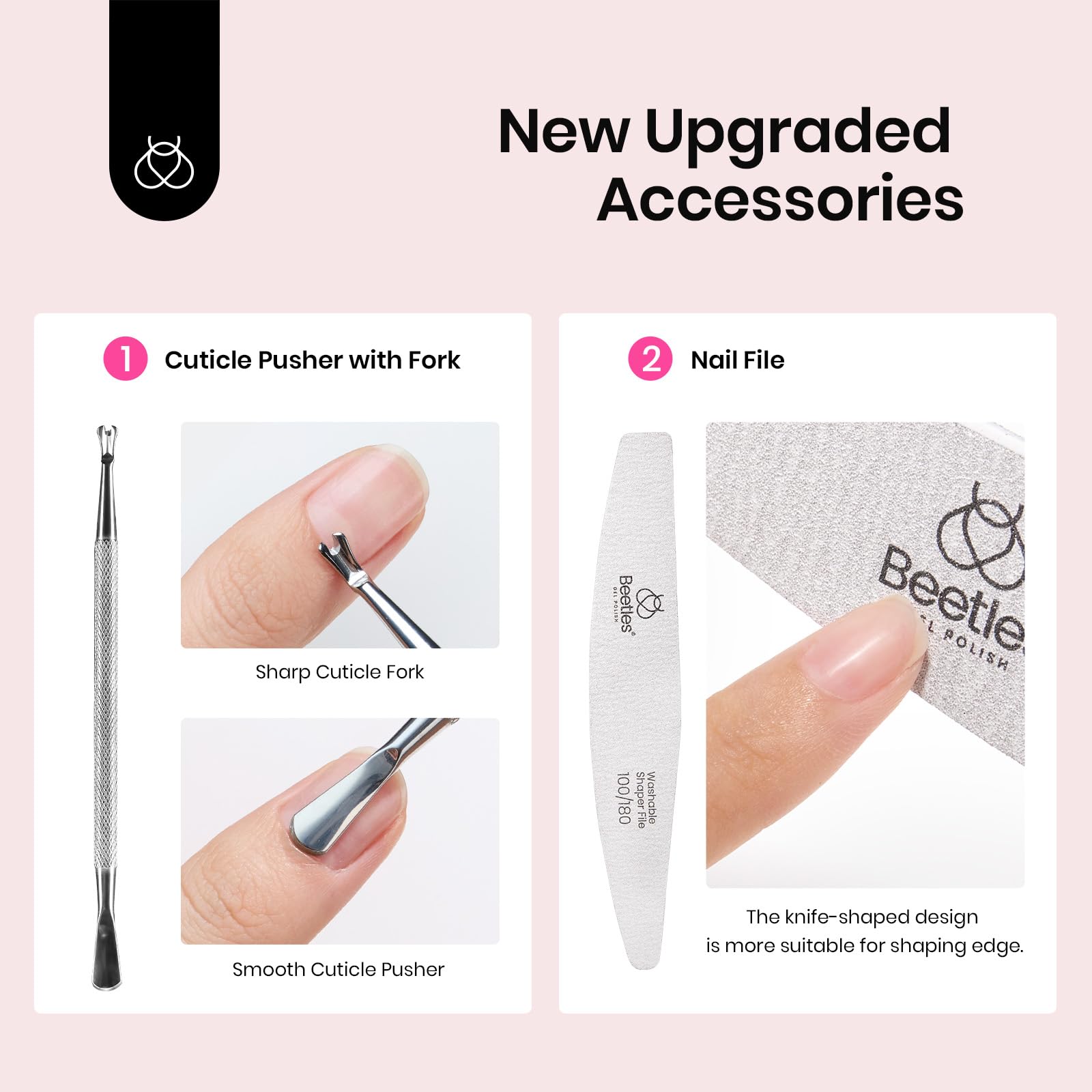 Beetles Nail Dust Brush keeps workspace clean during manicure.