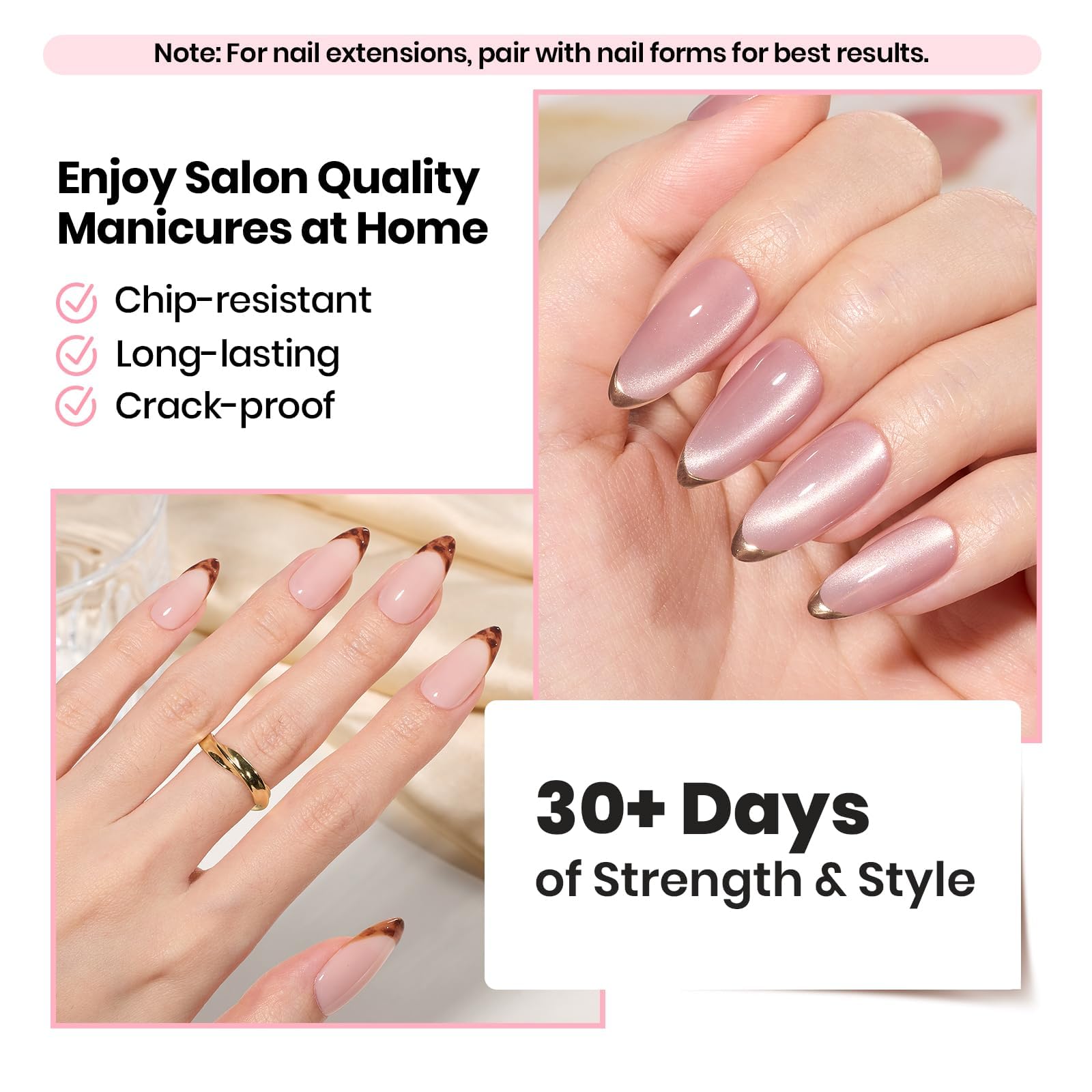 Beetles Nail Extension Kit supports tips or forms during extensions.