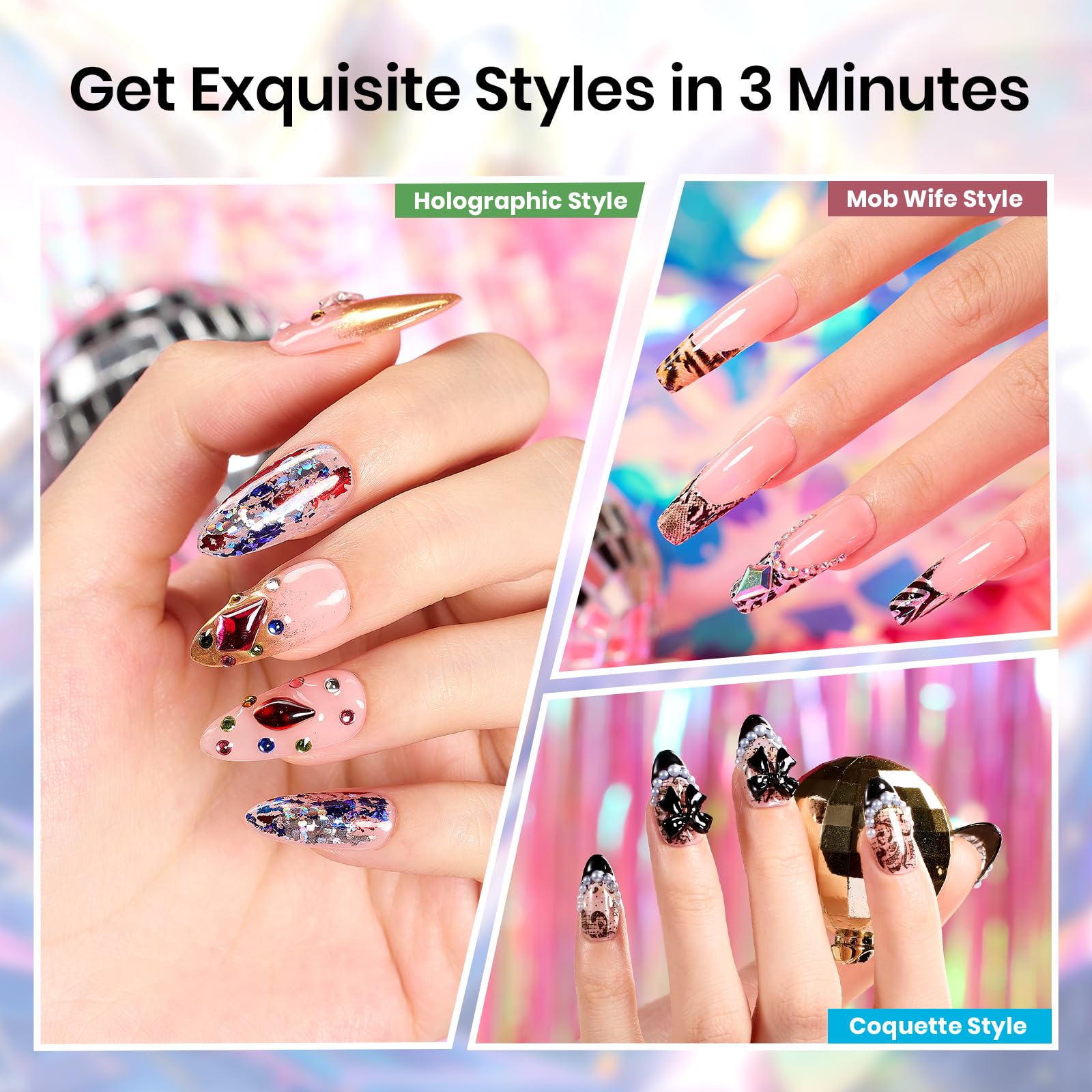 Beetles holographic leopard foil patterns for luxe nail art