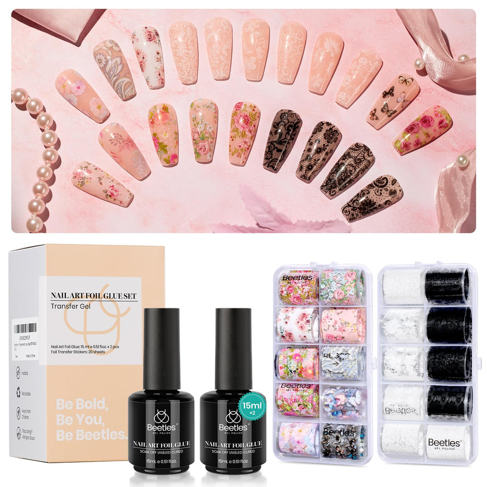 Beetles Gift-ready nail foil set for women.