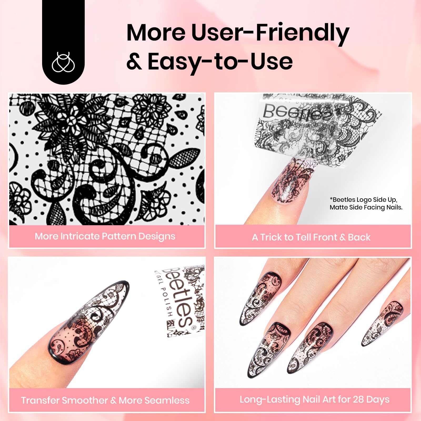 Beetles Nail Foil design on nails for bold effects.