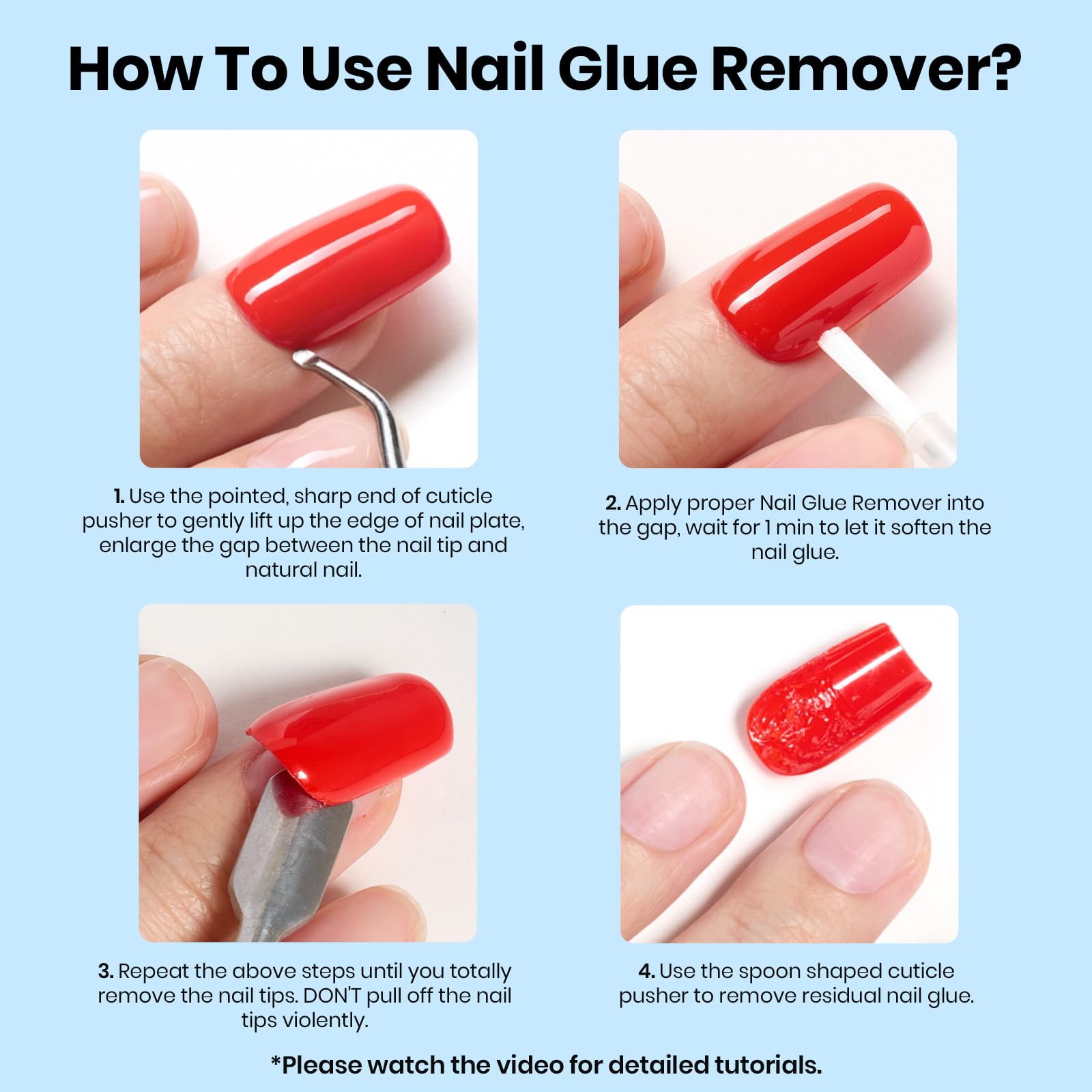 Beetles Nail Glue Remover gradual removal protects natural nails during use.