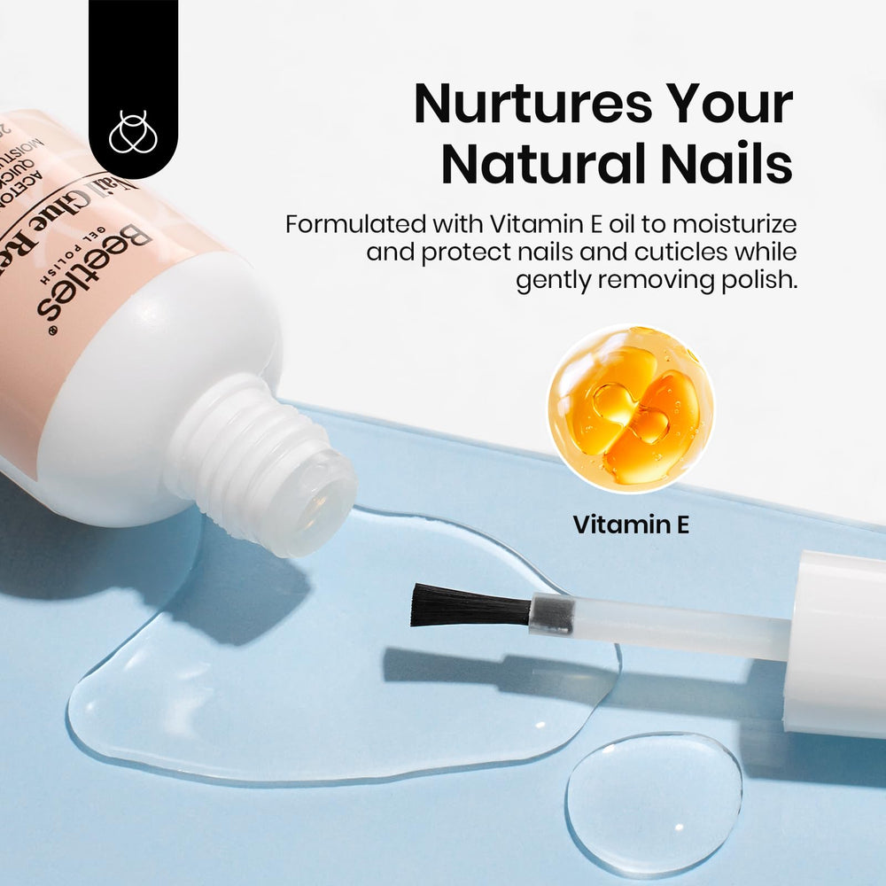 Beetles non-acetone formula preserves nail health during removal.
