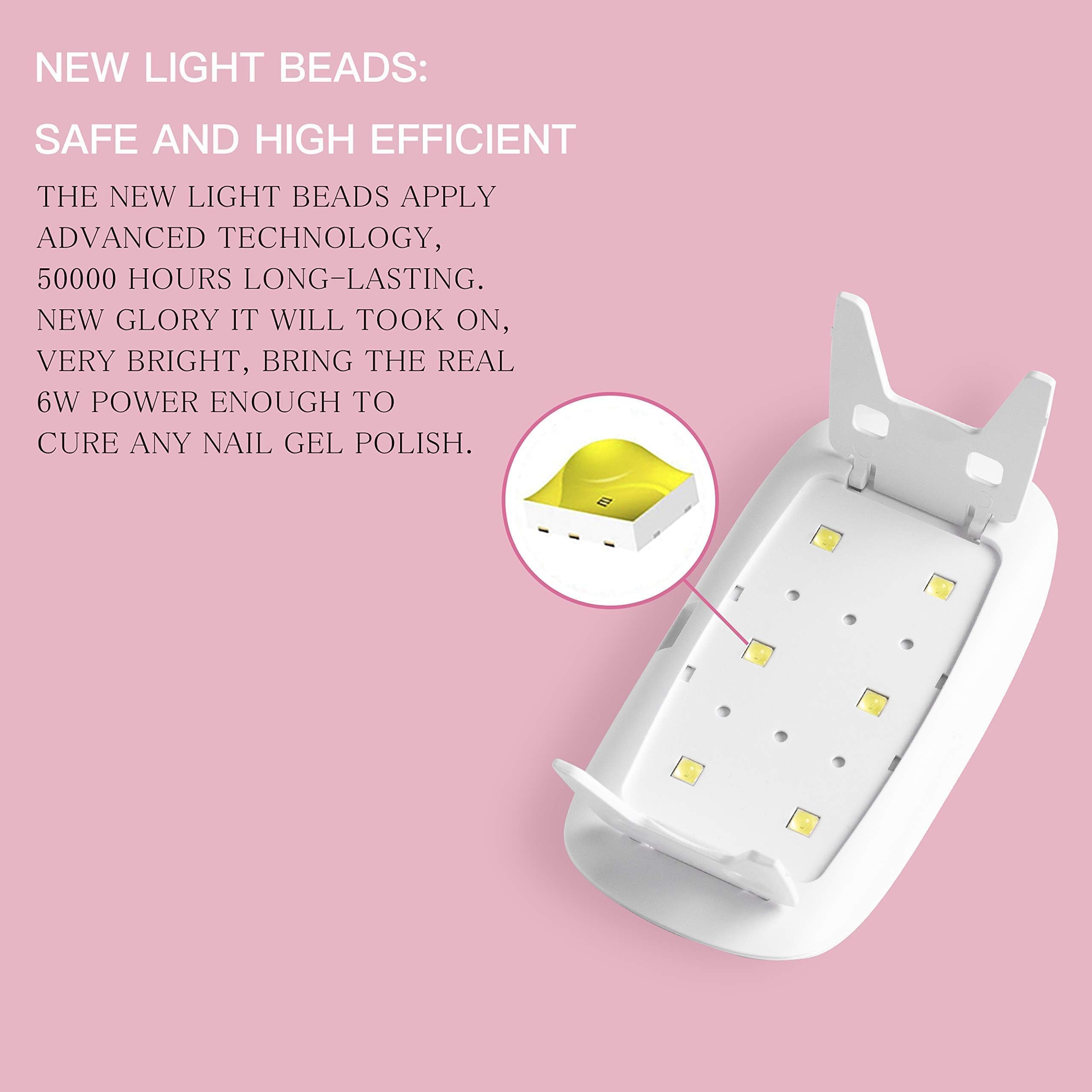 Beetles Nail Lamp Low-Heat Curing protects hands during polishing sessions.