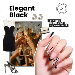 Beetles Black Nail Polish gloss finish highlights elegant night-like sheen.
