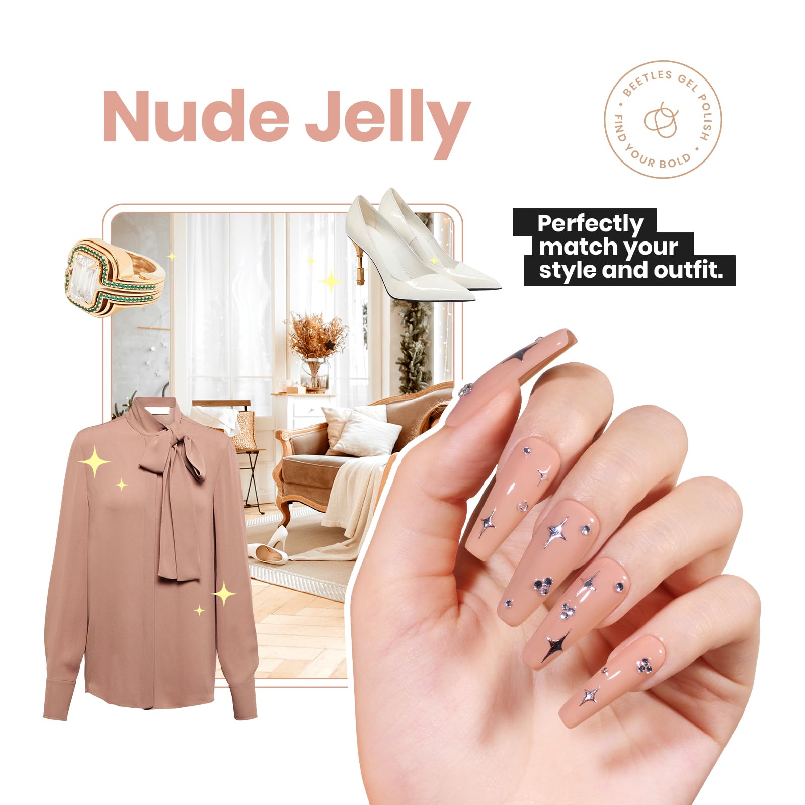 Beetles Gel Polish Nude shade designed for long-lasting color up to eight days.