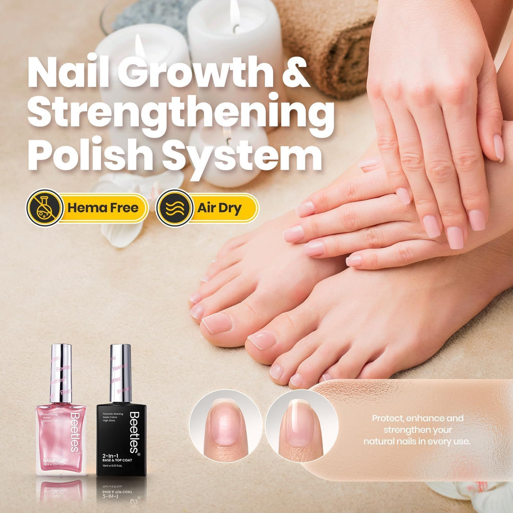 Beetles Pearl Pink 2-in-1 base and top coat in action on nails