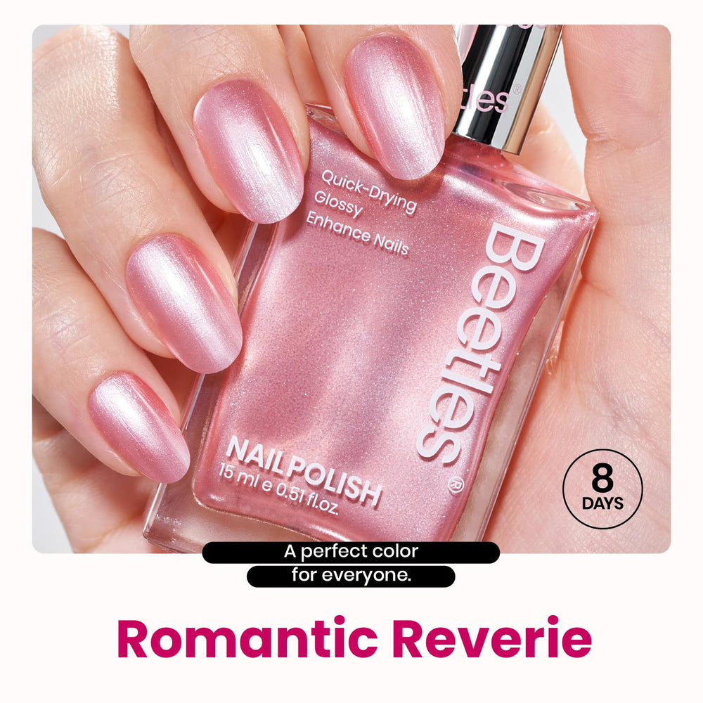 Beetles Pearl Pink fast-dry formula dries in minutes for busy days