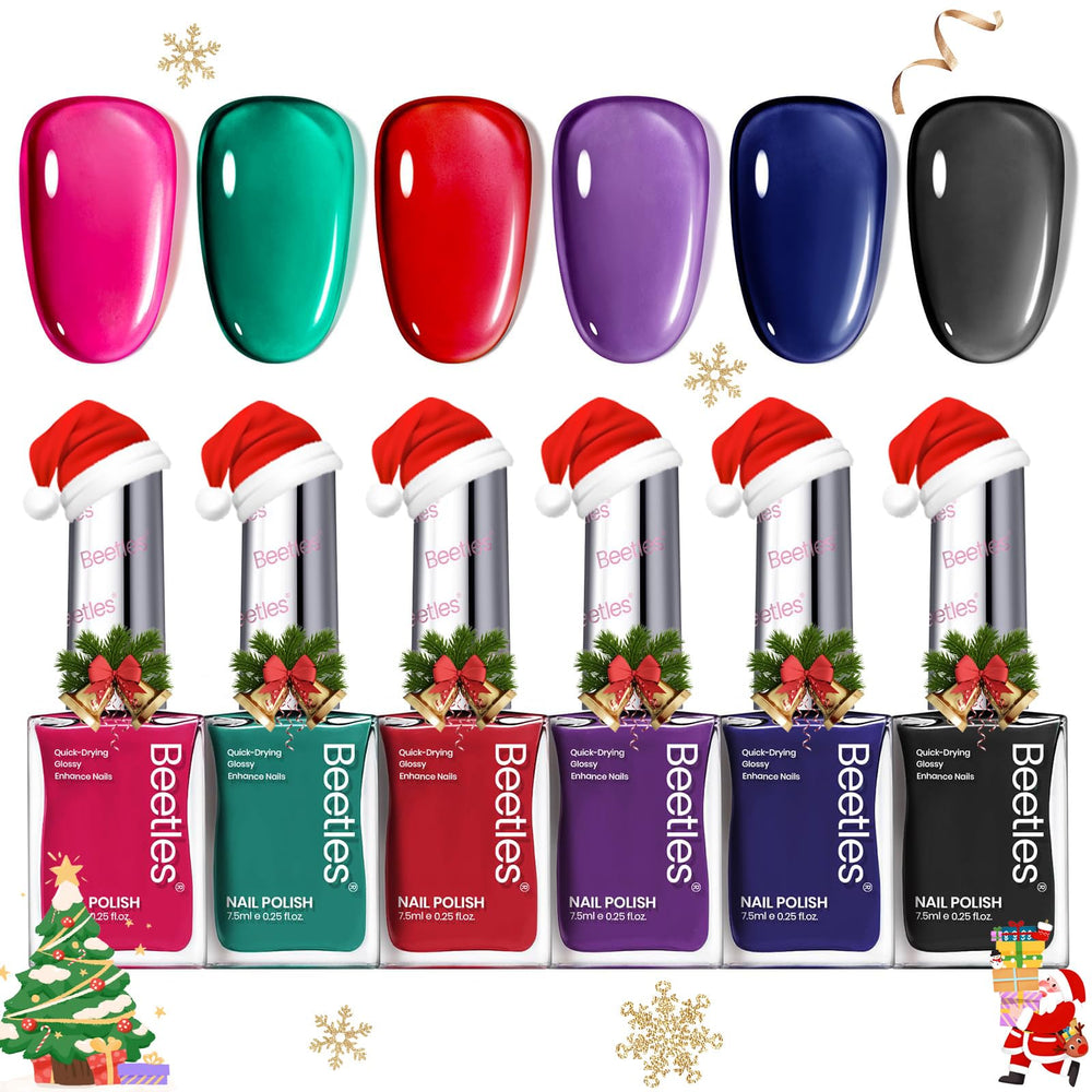 Beetles Gel Polish six-color bottle lineup showing the jelly shades.