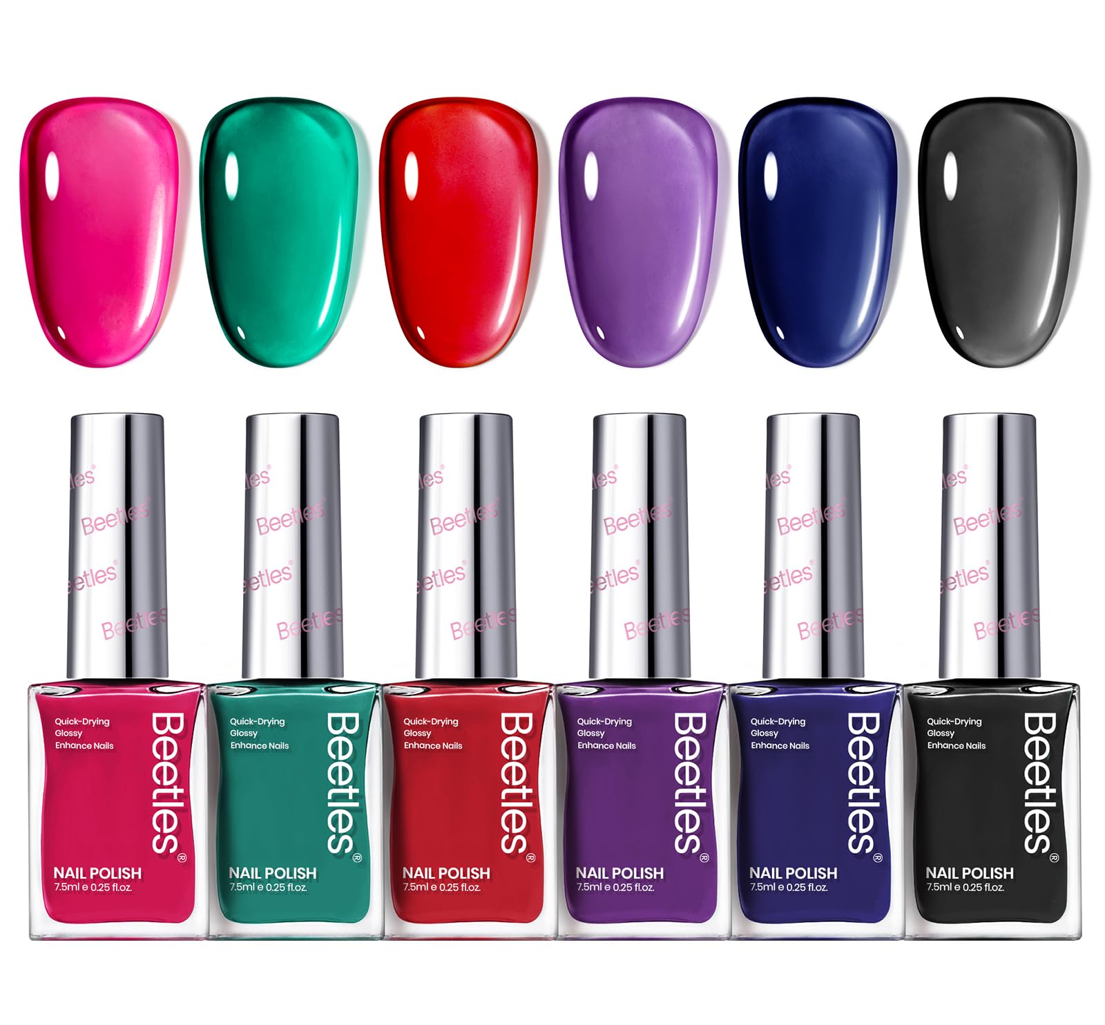Beetles Gel Polish on nails during a quick-dry manicure.