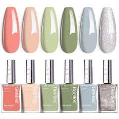Beetles Nail Polish Set P176 overview showing six color options for DIY manicures.
