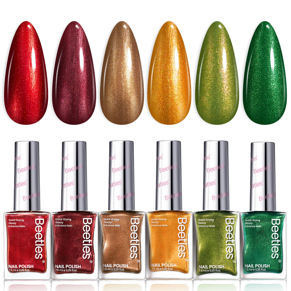 Beetles nail polish valentines set group shot showing six versatile colors for chic winter looks.