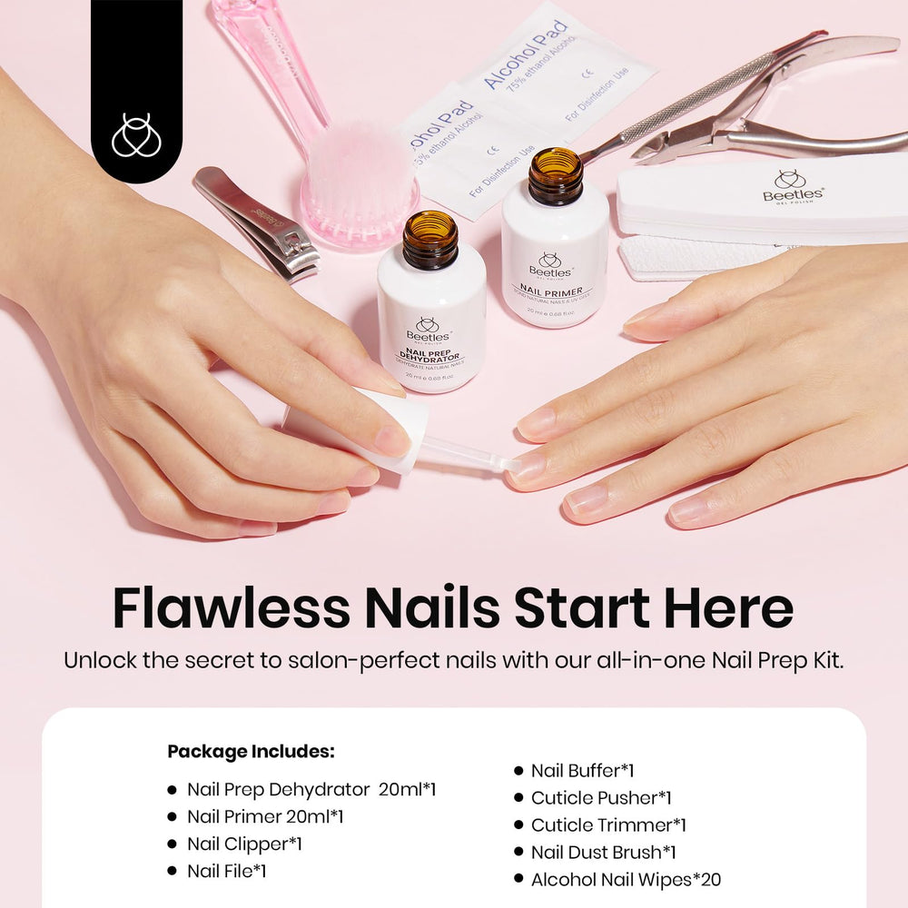 Beetles Nail Prep Kit primer bottle ready for bonding base coat and color gel.