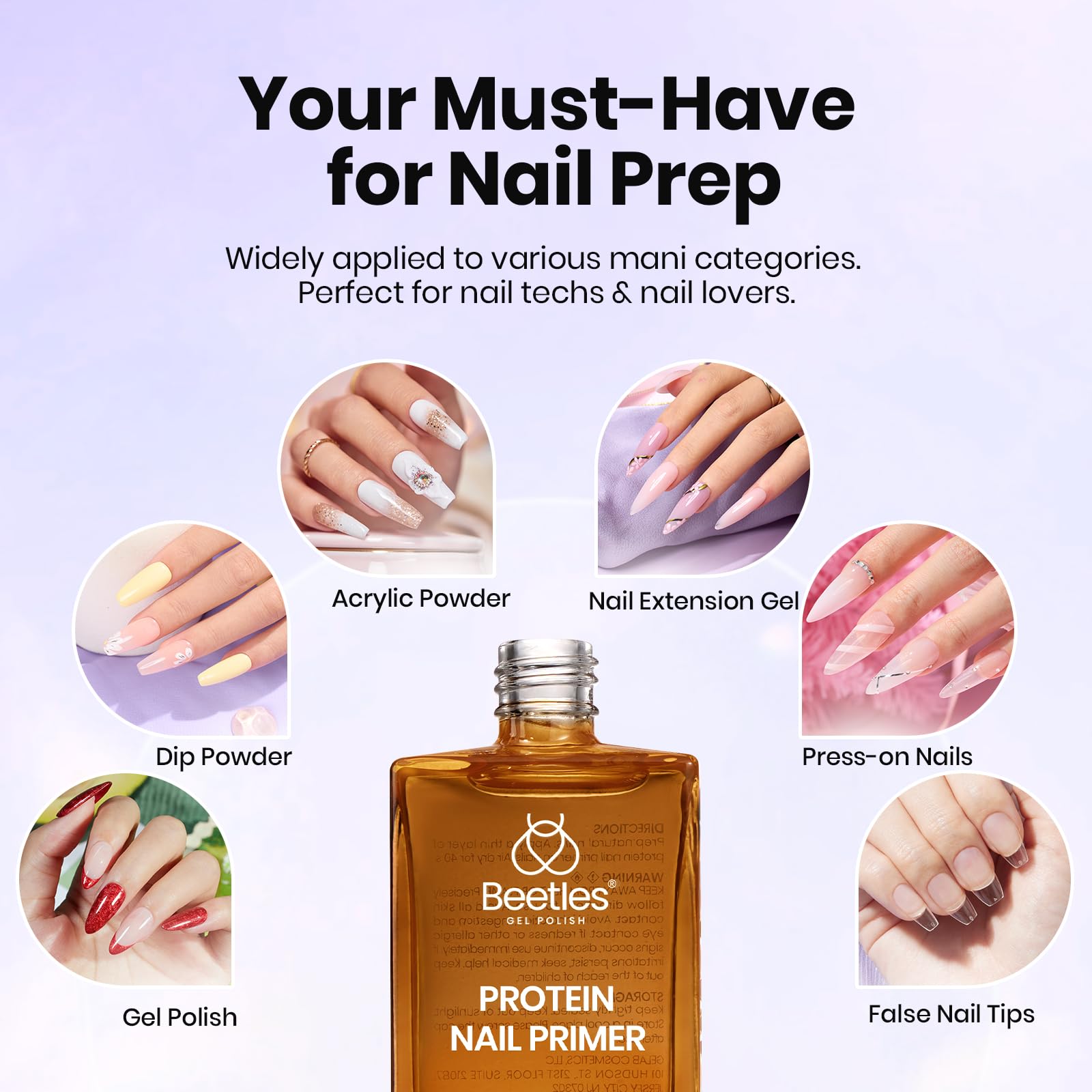 Beetles primer demonstrates compatibility with gel, builder gel, and acrylic systems.