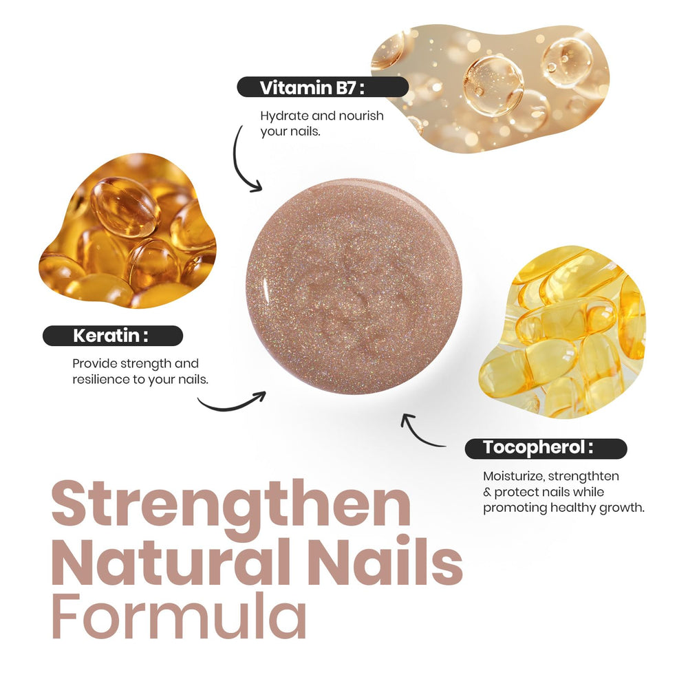 Beetles Nail Strengthener 2in1 glitter-brown polish fills ridges with an even tint.