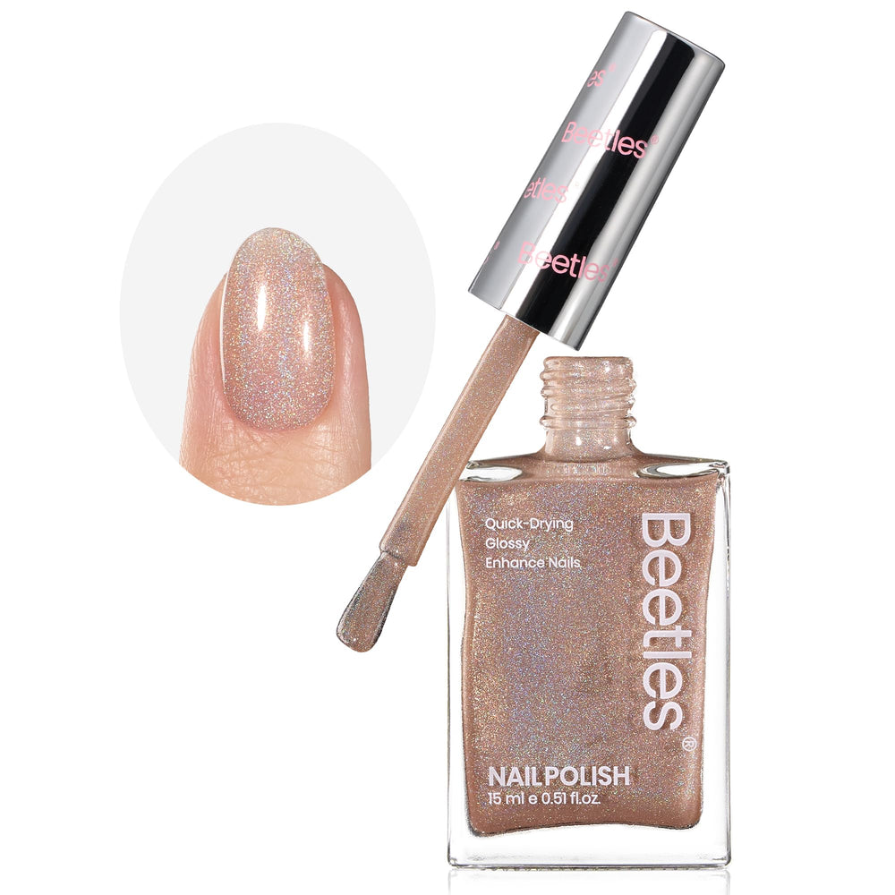 Beetles Nail Strengthener 2in1 natural-nails look with subtle shimmer.