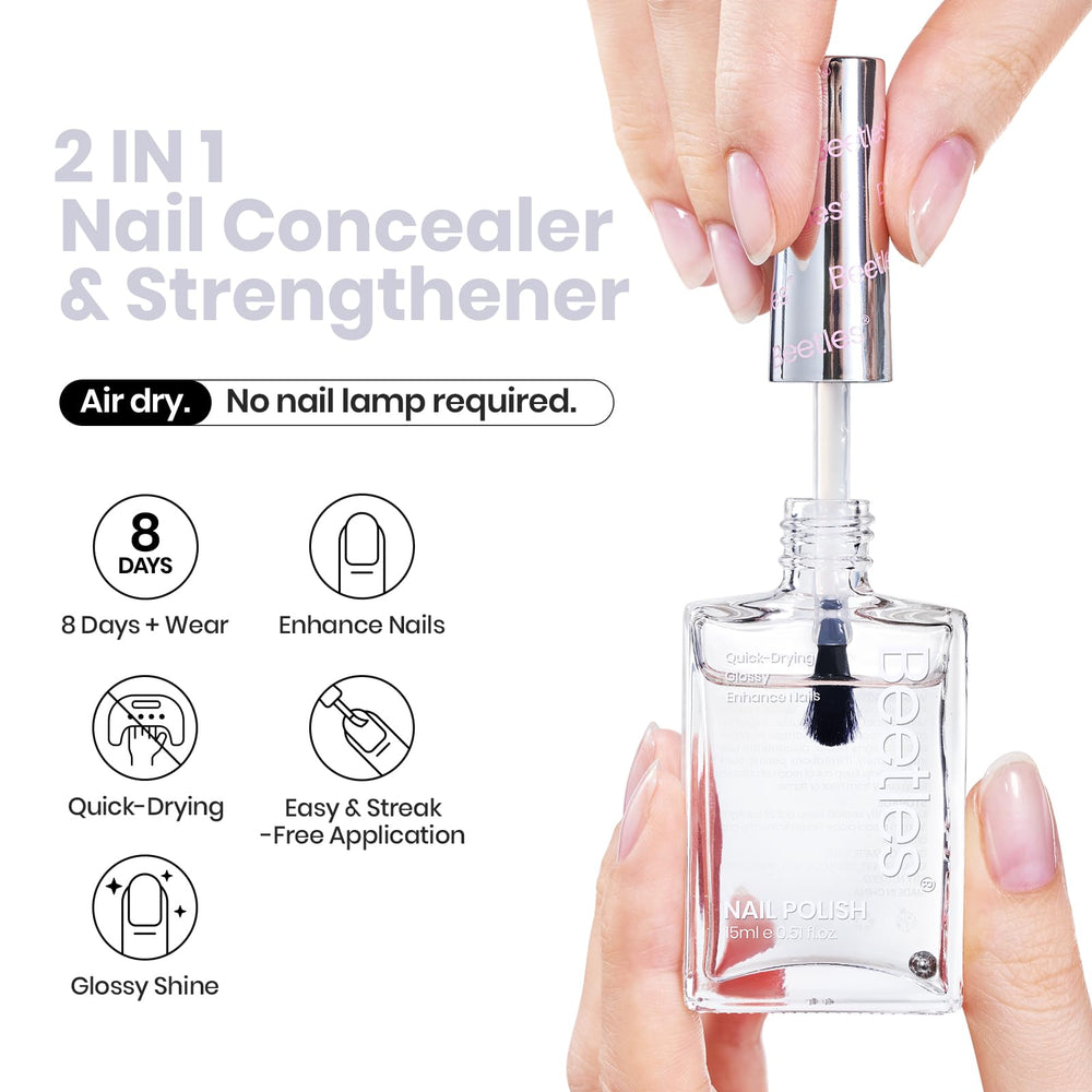 Beetles Nail Strengthener clear concealer brush blending for even nails.