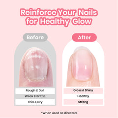 Beetles Nail Strengthener application brush demonstrates easy two-coat process.