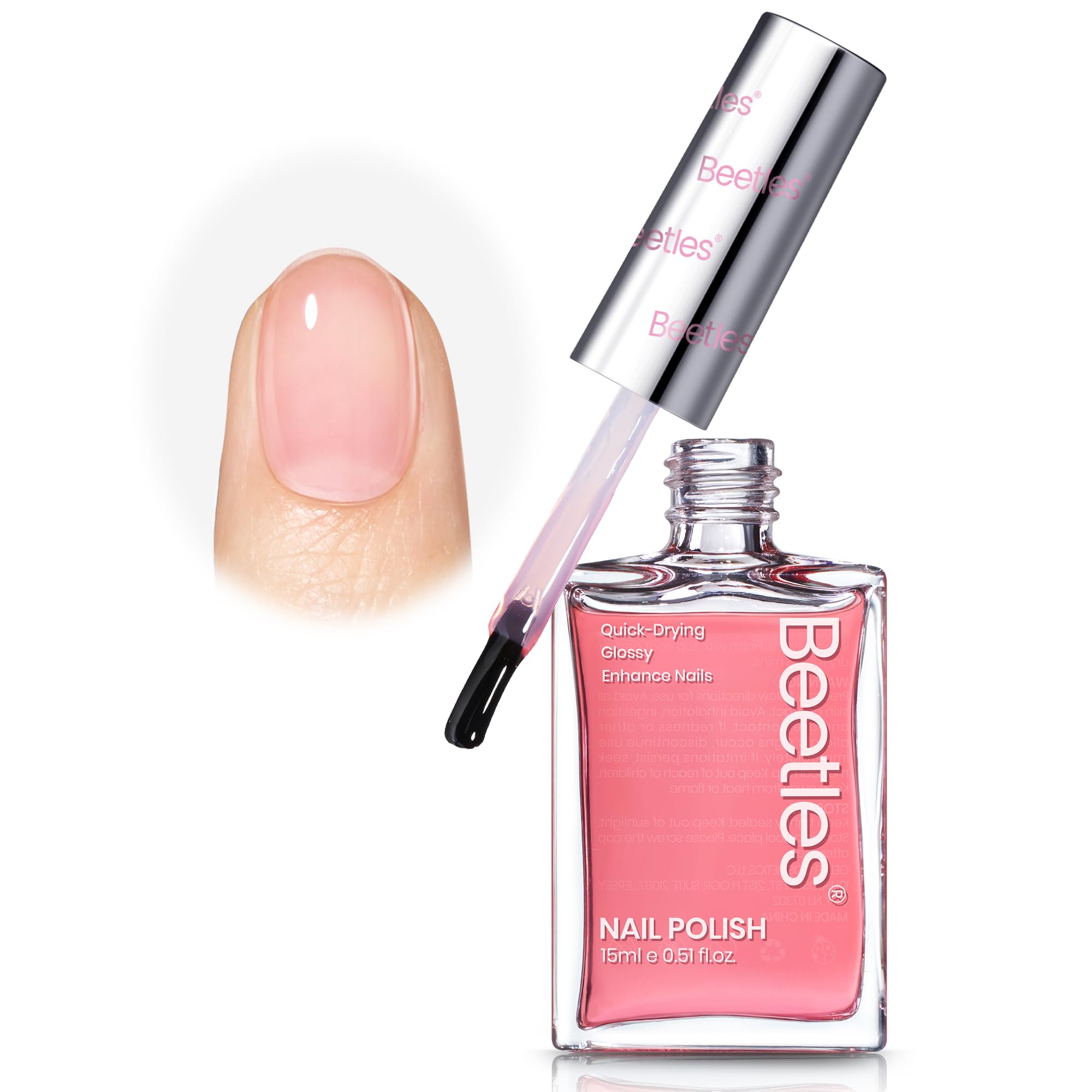 Beetles Nail Strengthener Jelly Pink bottle provides natural-looking coverage for nails.