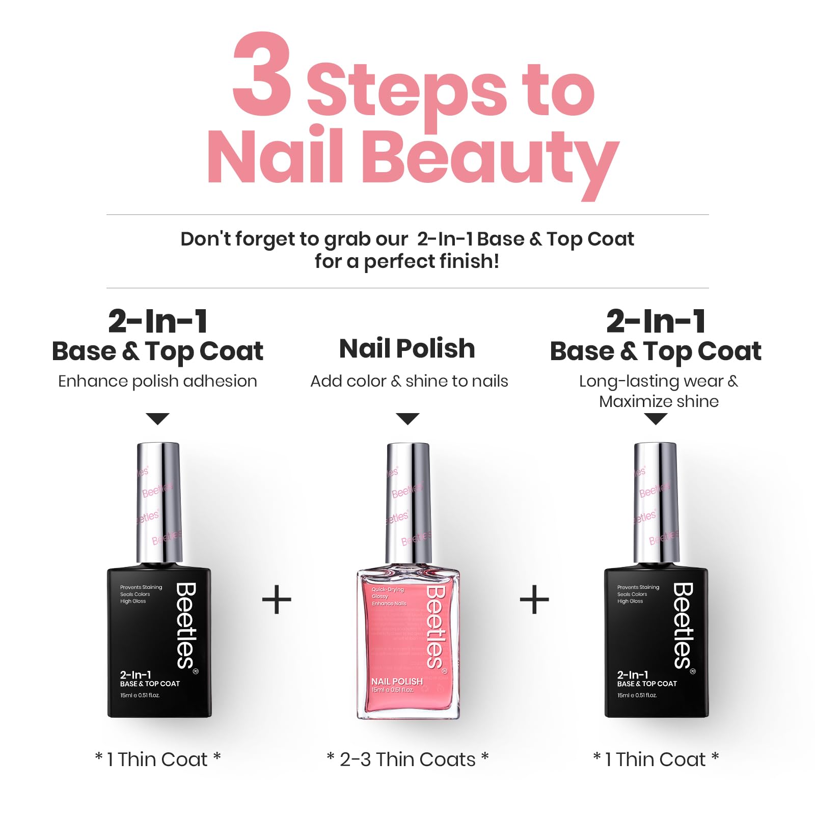 Beetles Nail Strengthener Jelly Pink durable surface supports wear during daily tasks.