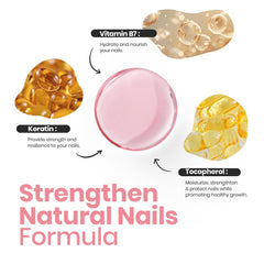 Beetles Nail Strengthener Jelly Pink nails before after close-up shows improved surface.