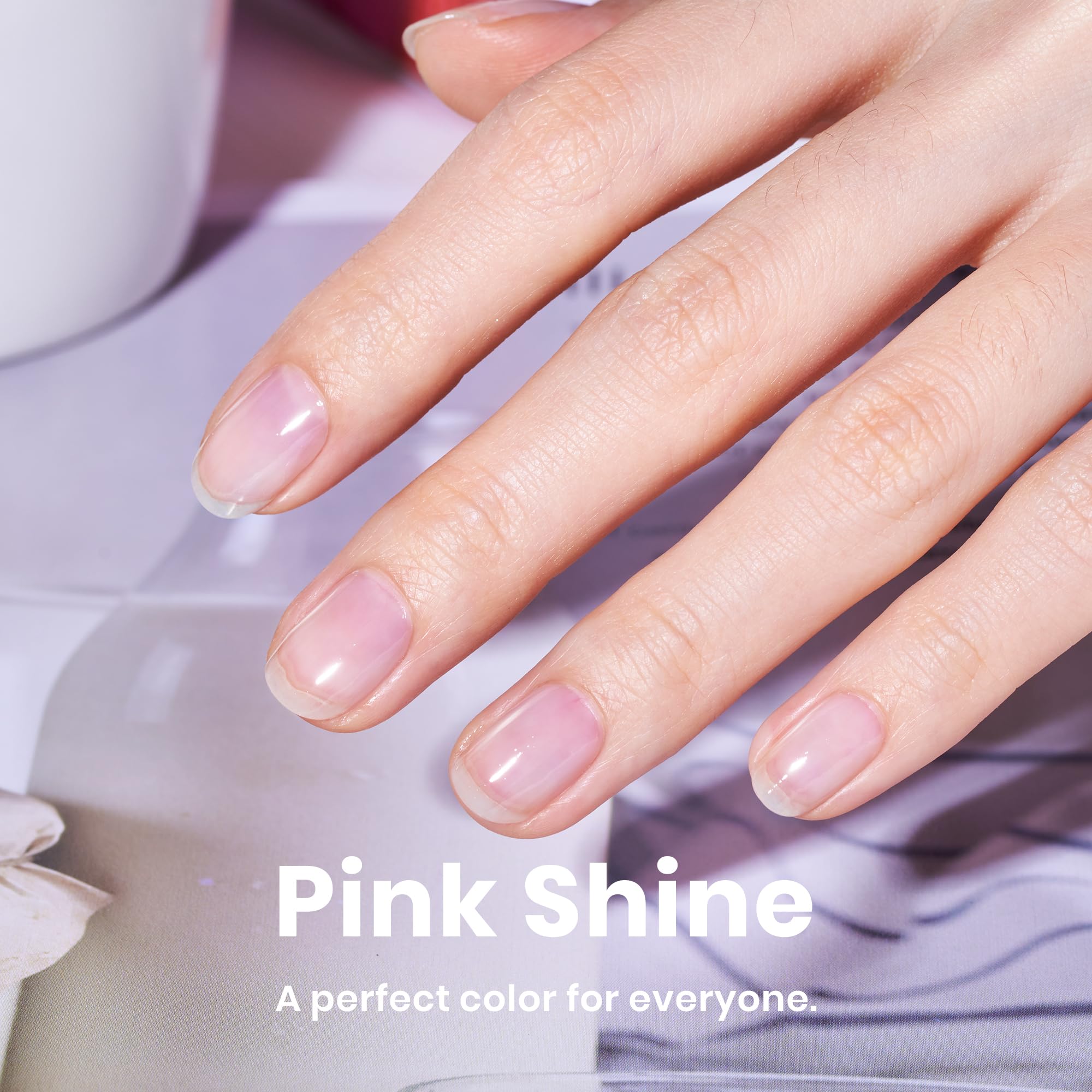 Beetles Pink Shine formula highlights keratin and biotin for nail health.