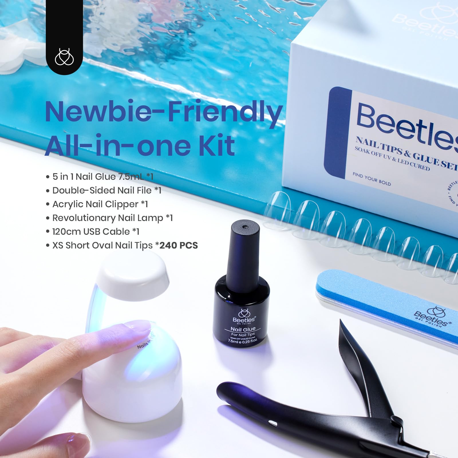 Beetles Gel Polish 240pcs nail tips ready for easy extensions.