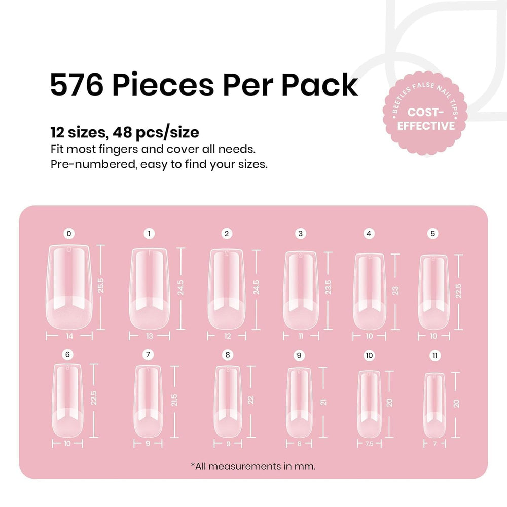 Beetles Nail Tips Half Matte finish creates natural-looking extensions.
