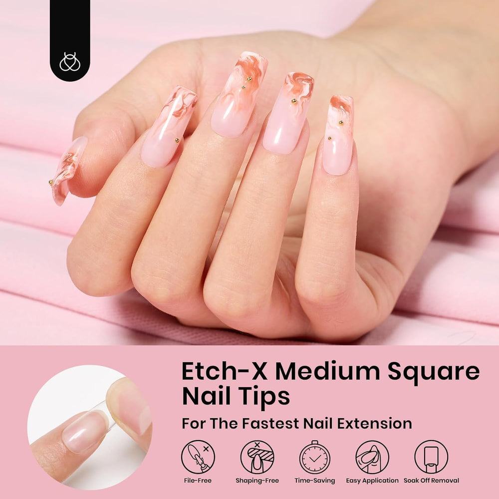 Beetles Nail Tips Soft Acrylic pre-etched for smooth, easy application.