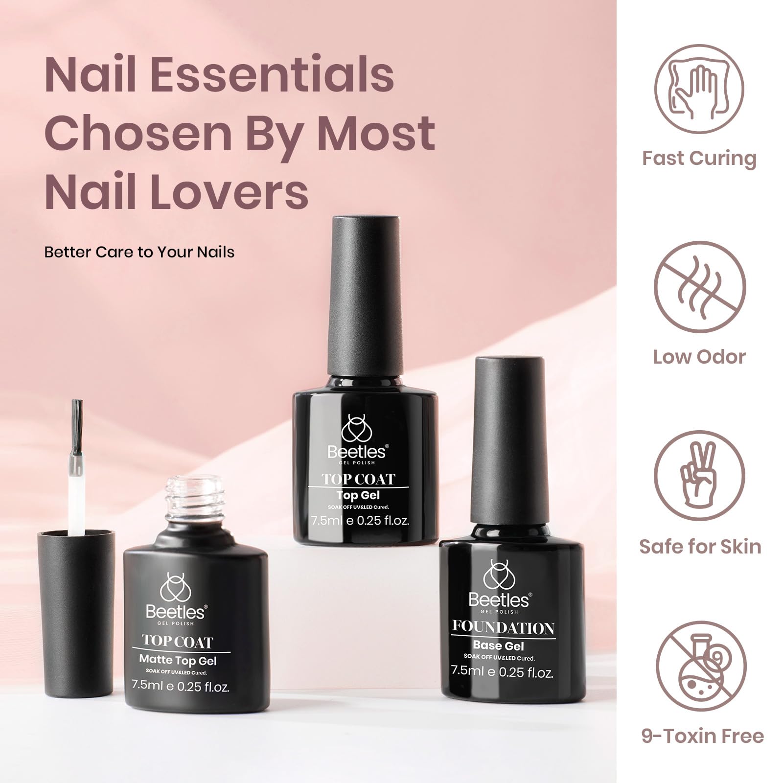 Beetles nail tools and accessories for DIY at home manicure prep.