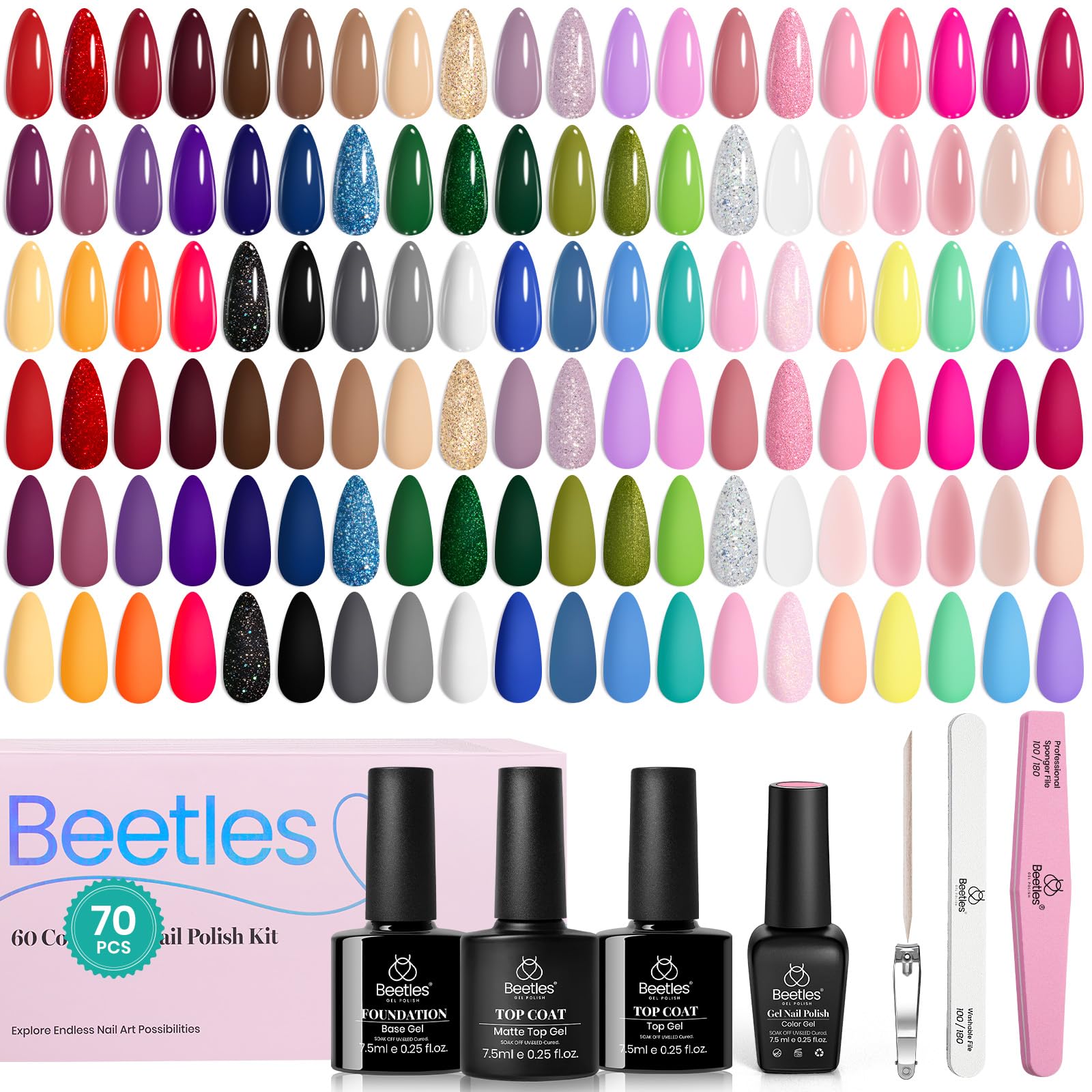 Beetles includes file, buffer, cuticle stick for prep