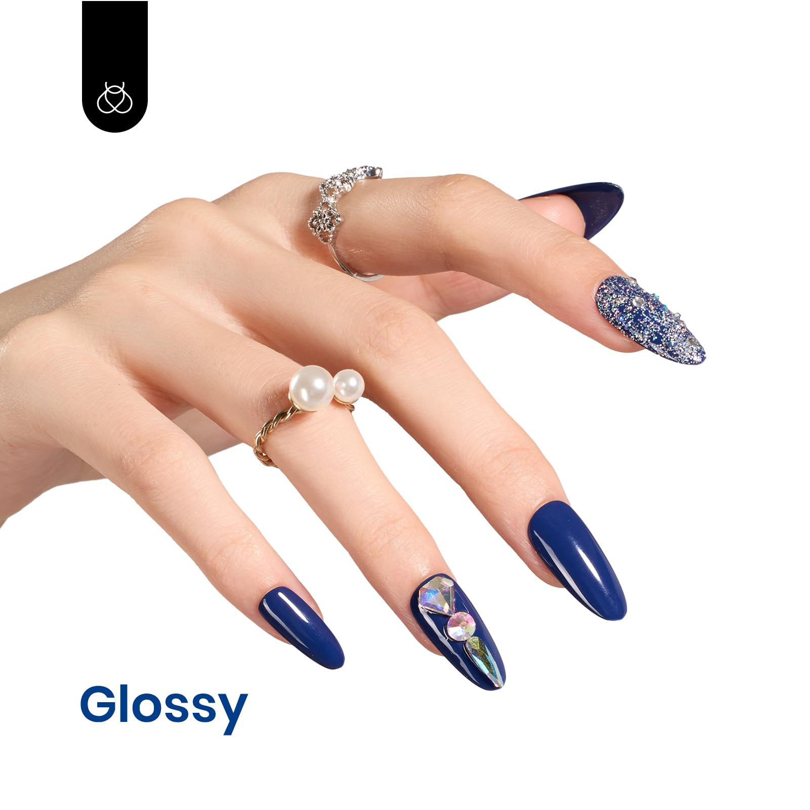 Beetles Navy Blue Gel Nail Polish Application demonstrates easy, even color at home.