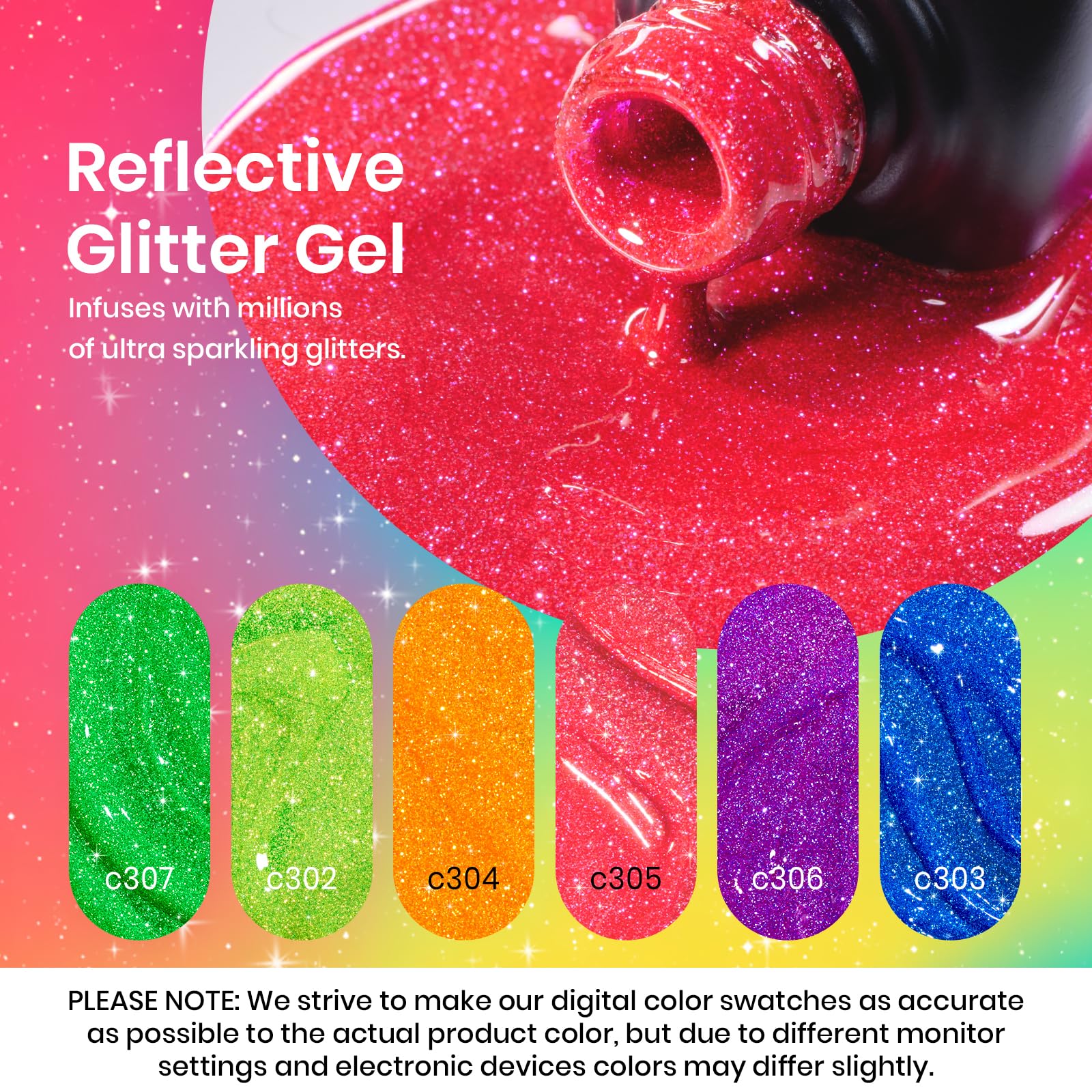 Beetles Gel Polish Neon Carnival green glitter gel for fresh festival vibes.