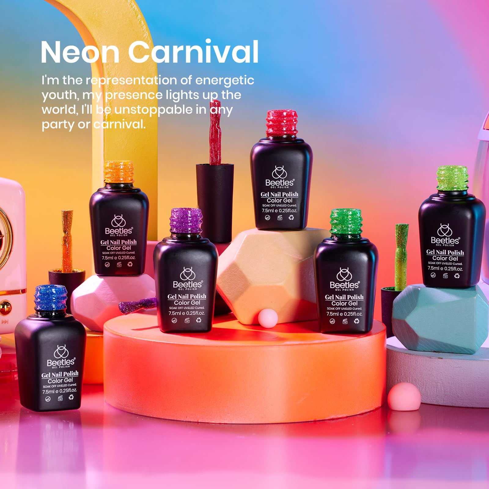 Beetles Gel Polish Neon Carnival silver glitter gel for high-shine accents.