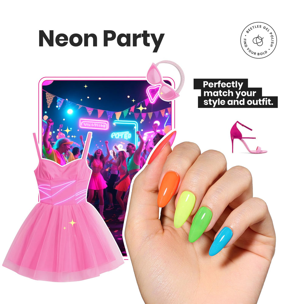 Beetles Neon gloss finish delivers bright, long-lasting shine.