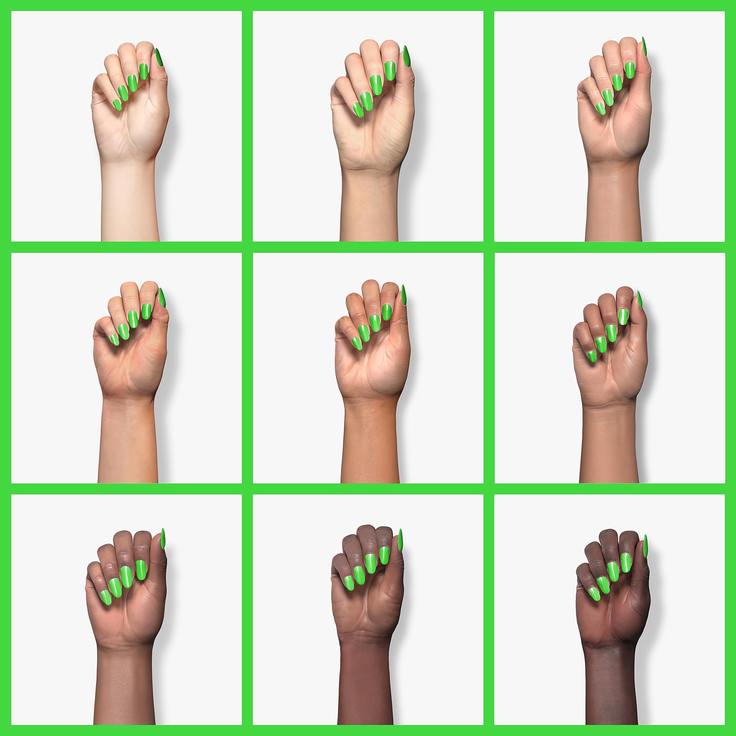 Beetles Neon Green gel polish under LED light for fast cure.