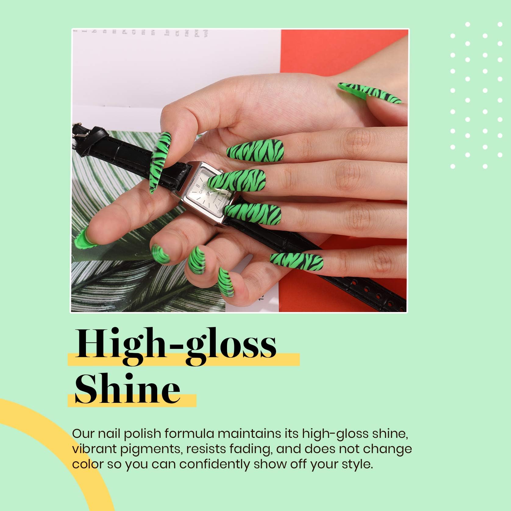 Beetles Neon Green gel polish swatch showing vibrant lime shade.