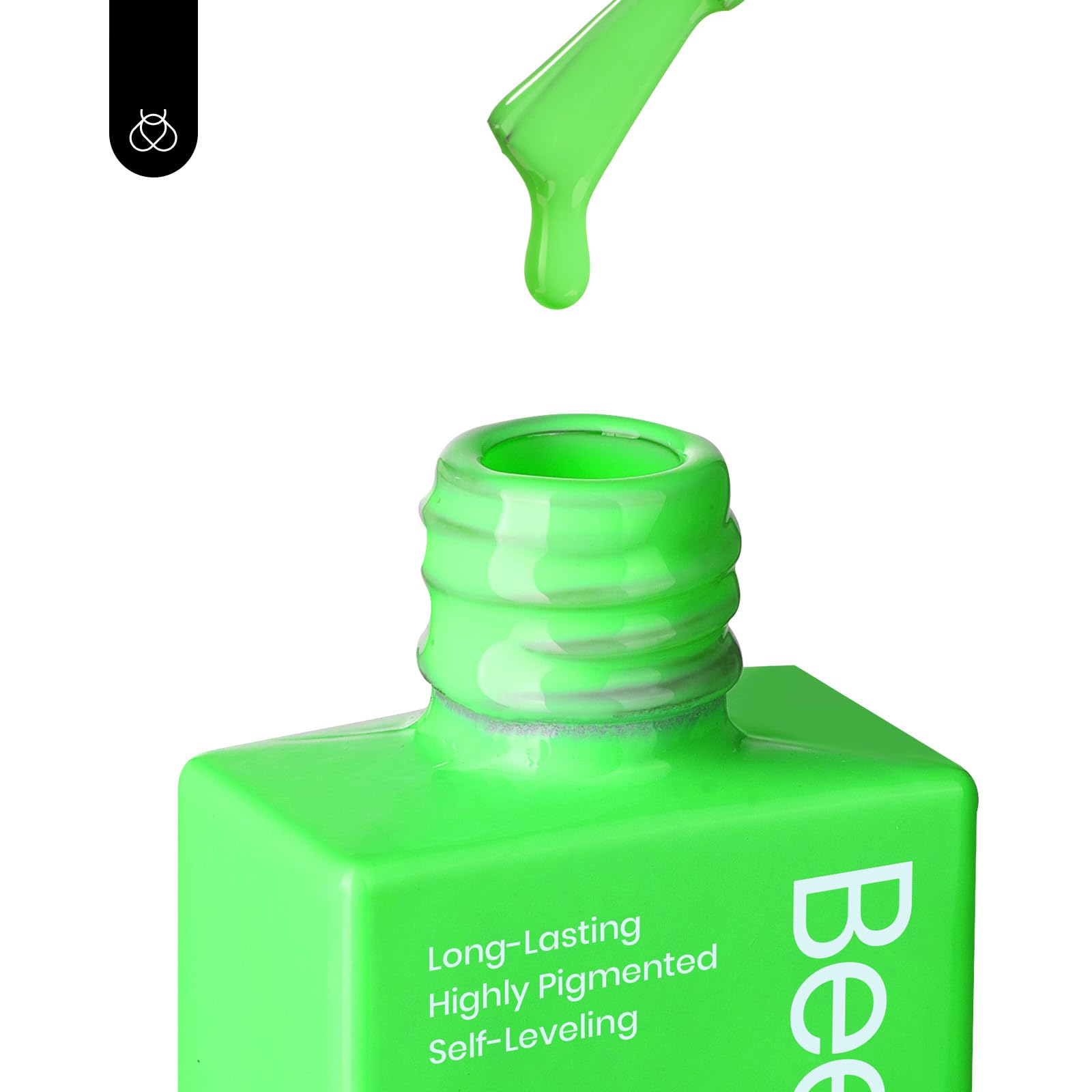Beetles Neon Green Gel Polish close-up pigment—rich color detail
