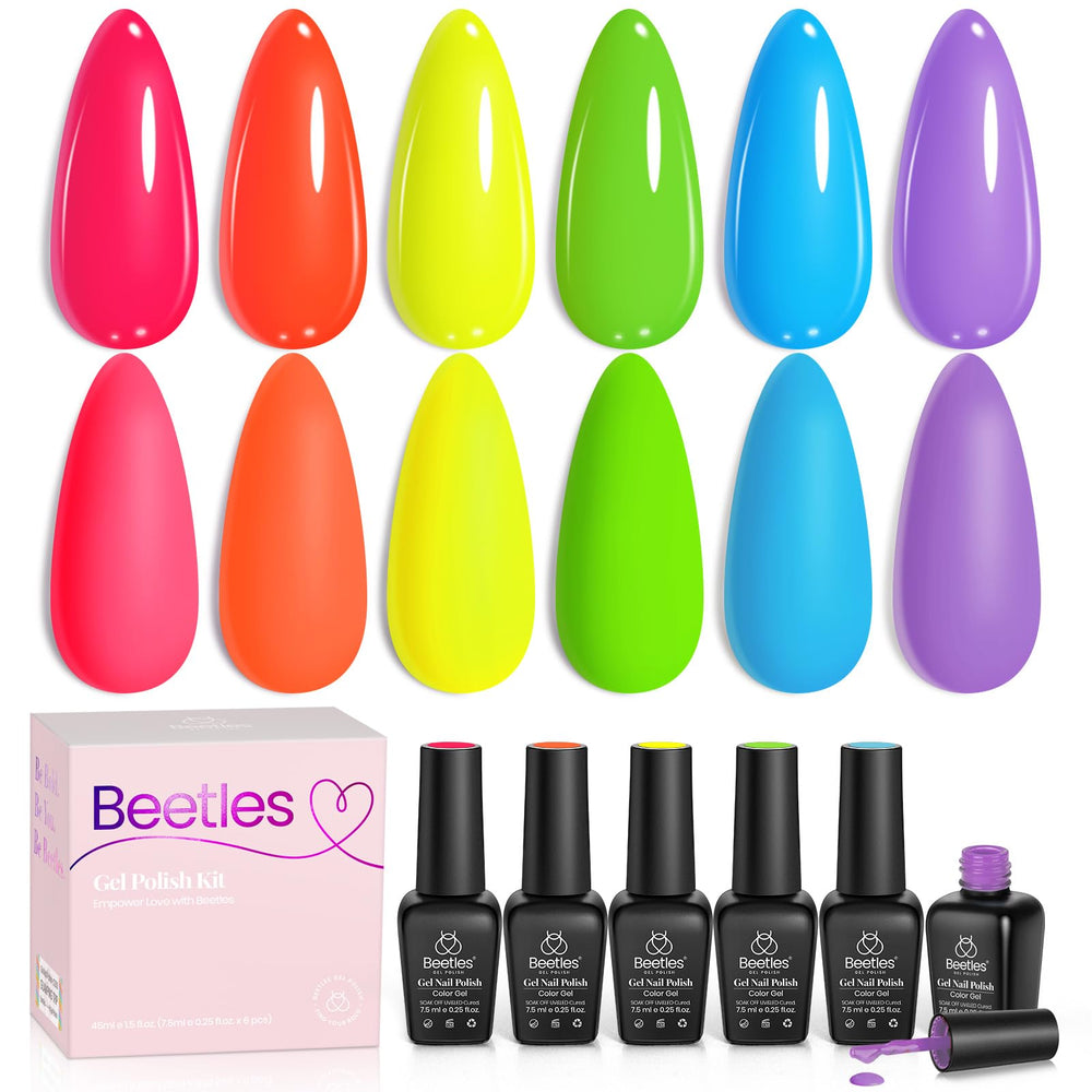 Beetles Neon hot pink gel polish set for vibrant summer manicures.