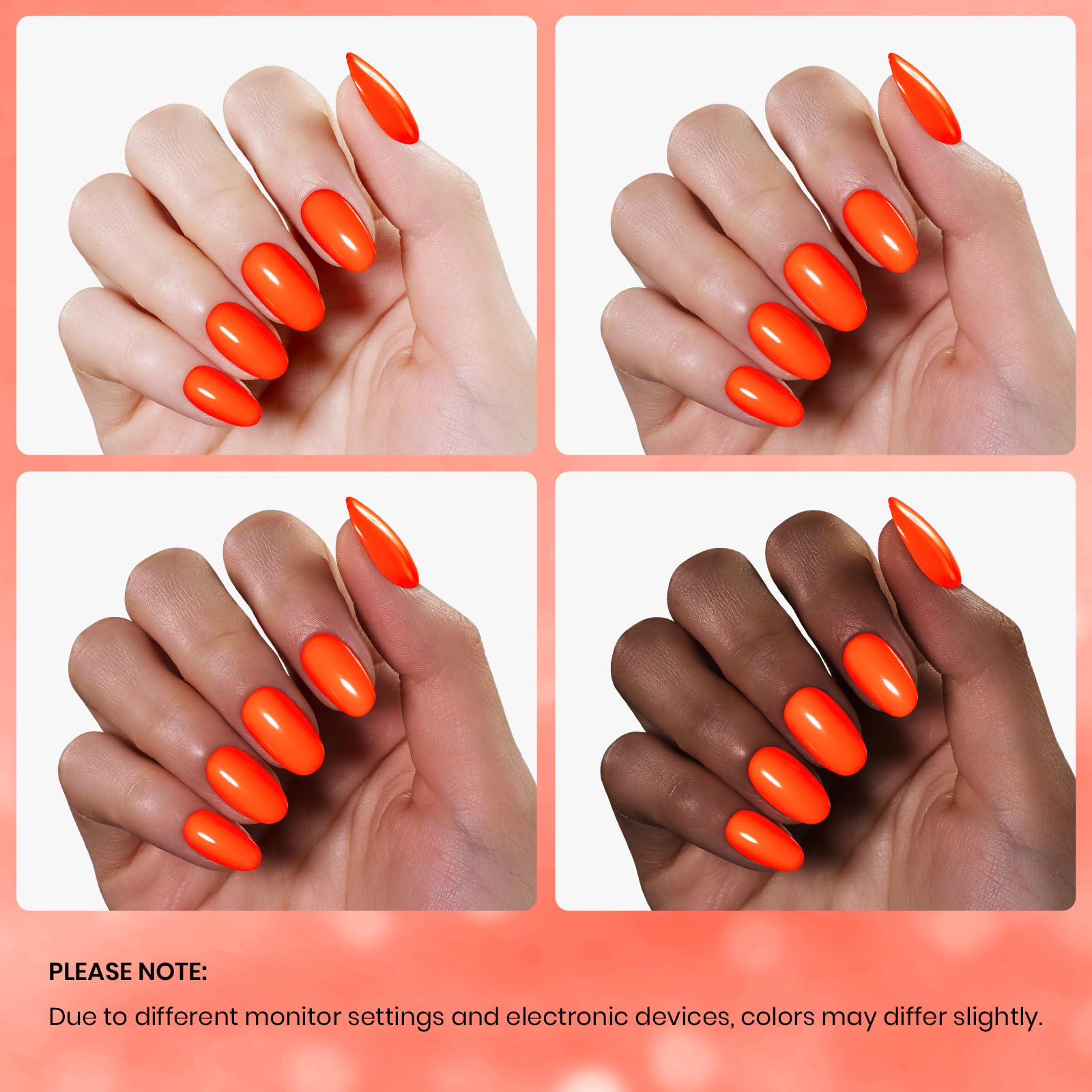 Beetles Neon Orange gel polish bottle dries quickly under lamp
