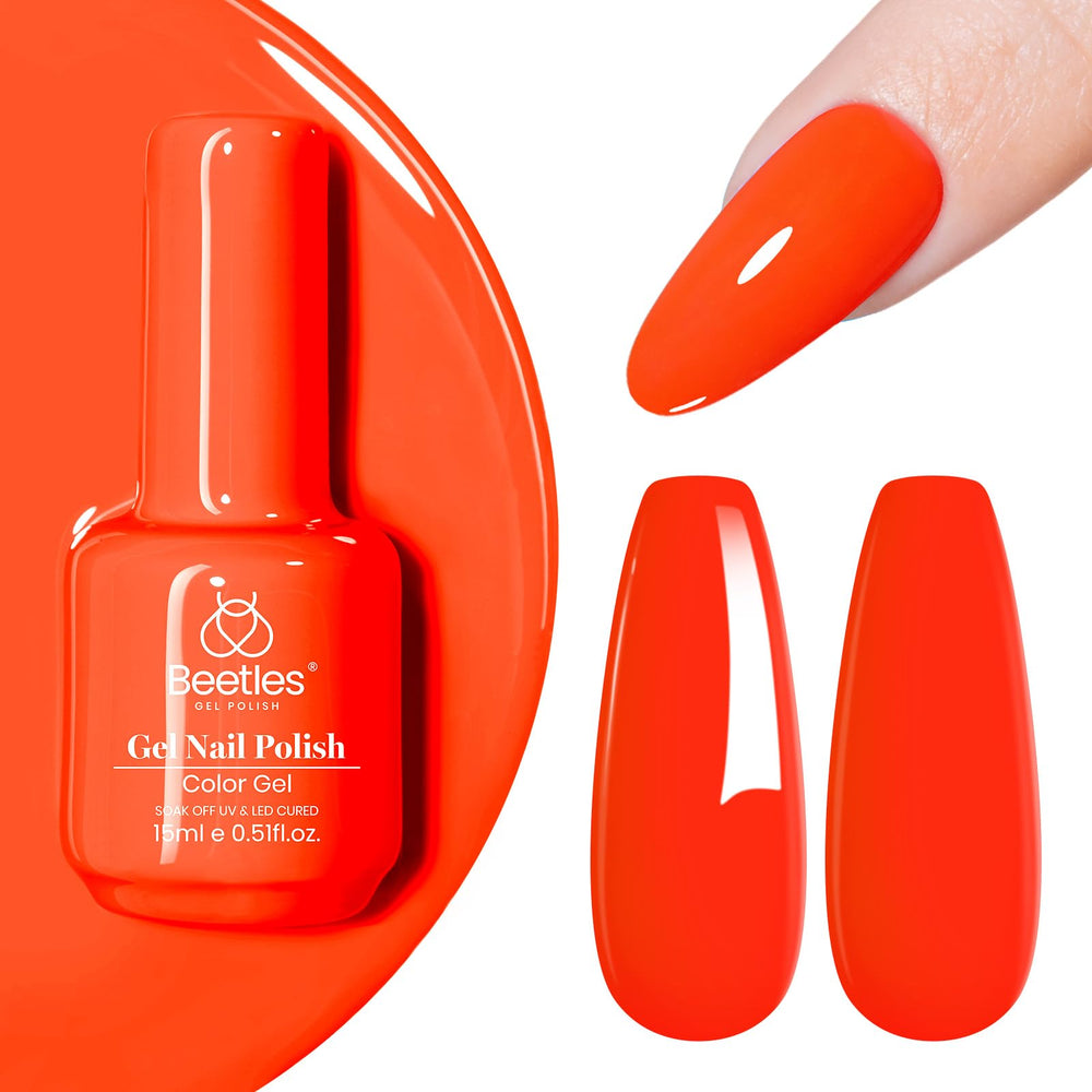 Beetles Neon Orange gel polish gift packaging emphasizes bright, shareable gift