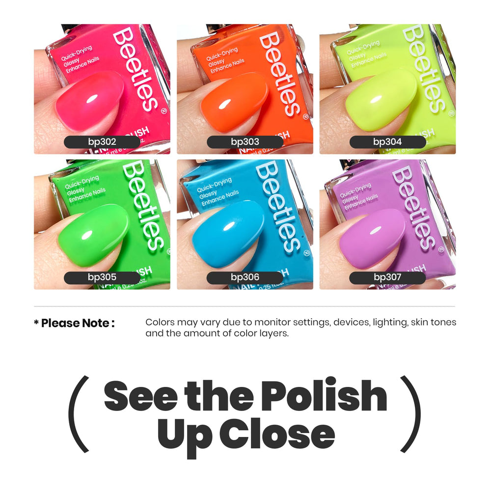 Beetles Neon packaging box presents a ready-to-gift six-color set.