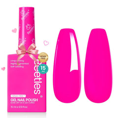Be Beetles Neon Pink Gel Polish bottle showing the color-matching design.