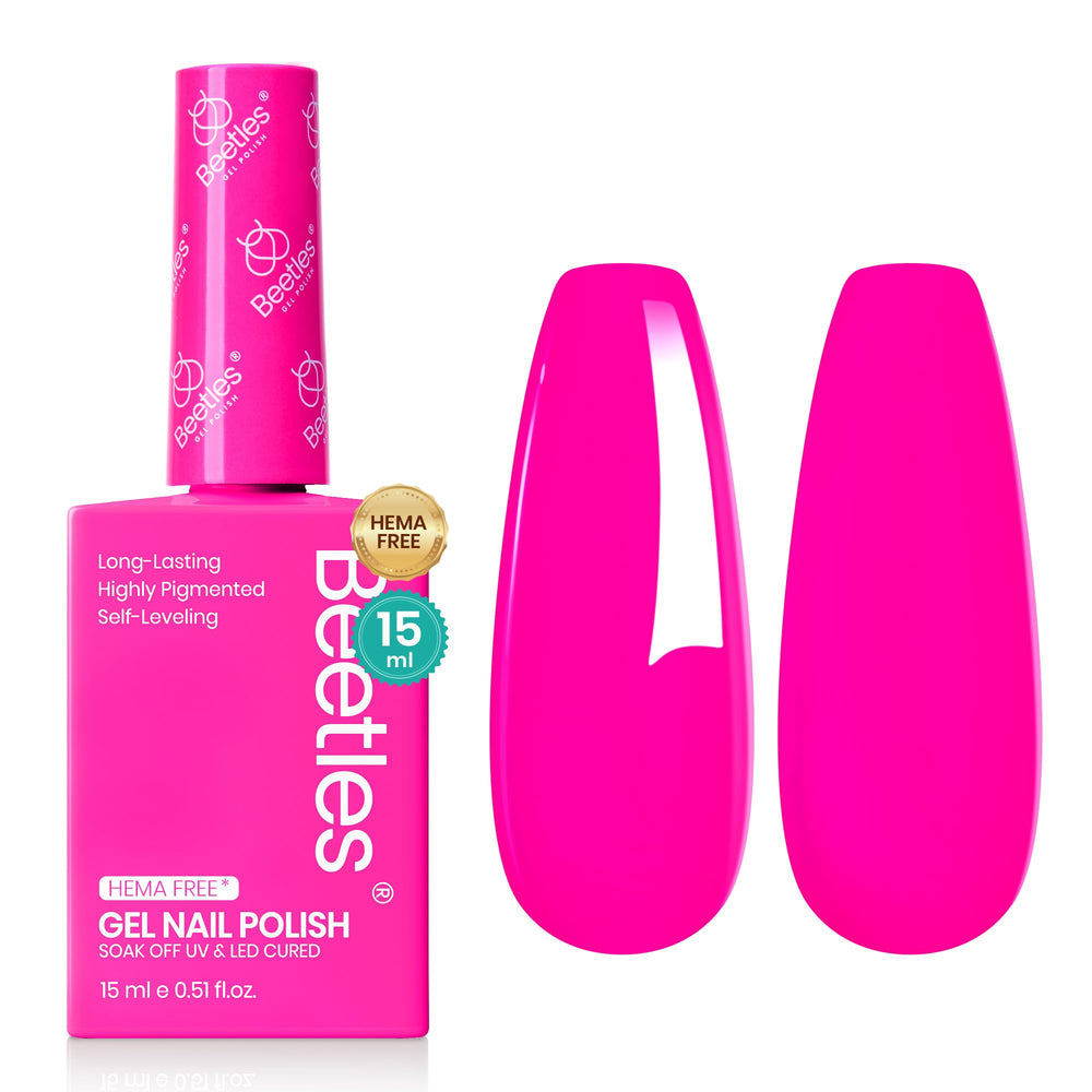 Beetles Neon Pink color-matching bottle aids precise color planning.