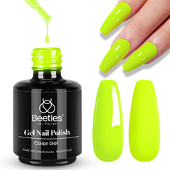 Beetles Neon Yellow Gel Polish bottle showing vibrant neon color.