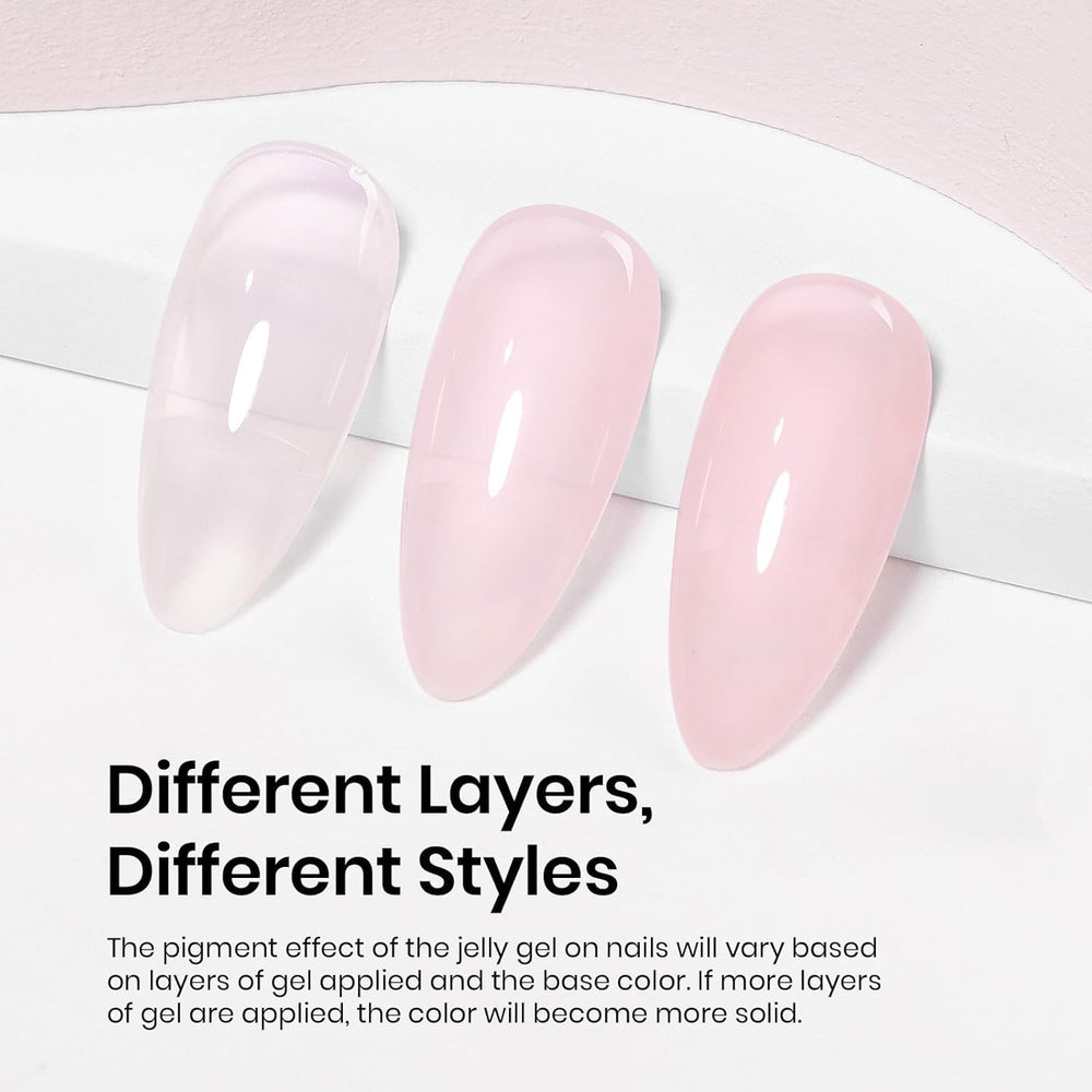 Beetles Neutral Jelly Nude Pink gel polish on nails with long-lasting gloss