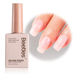 Beetles Neutral Jelly Nude Pink bottle shows translucent natural-looking nails