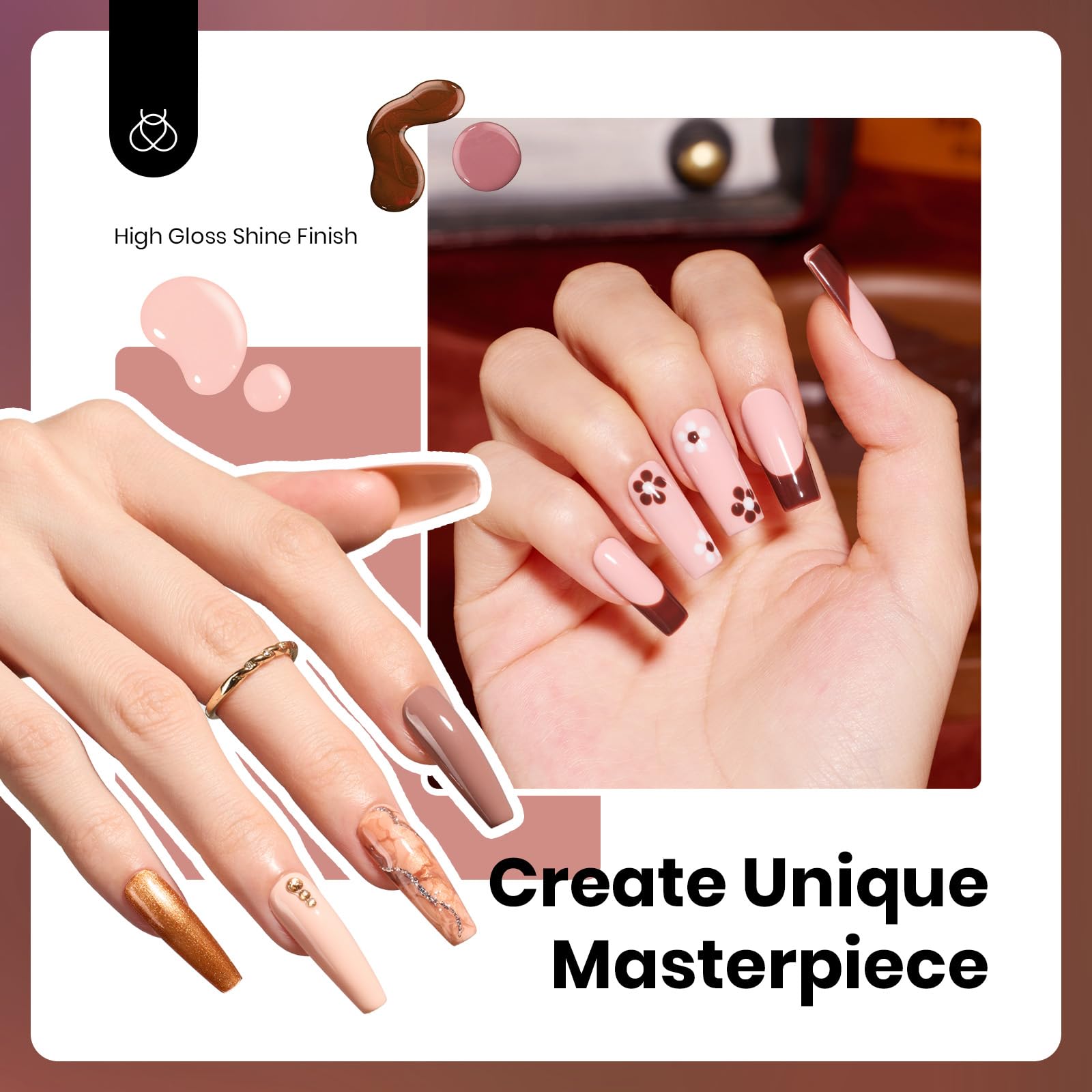 Beetles Neutral swatch board shows color variety for nails