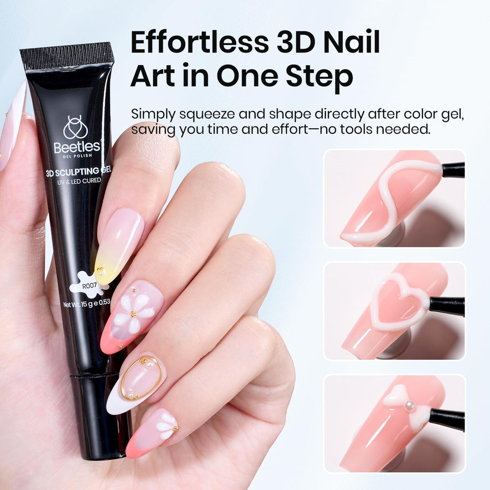 Beetles No-Wipe 3D gel for clean, precise raised designs with UV/LED.
