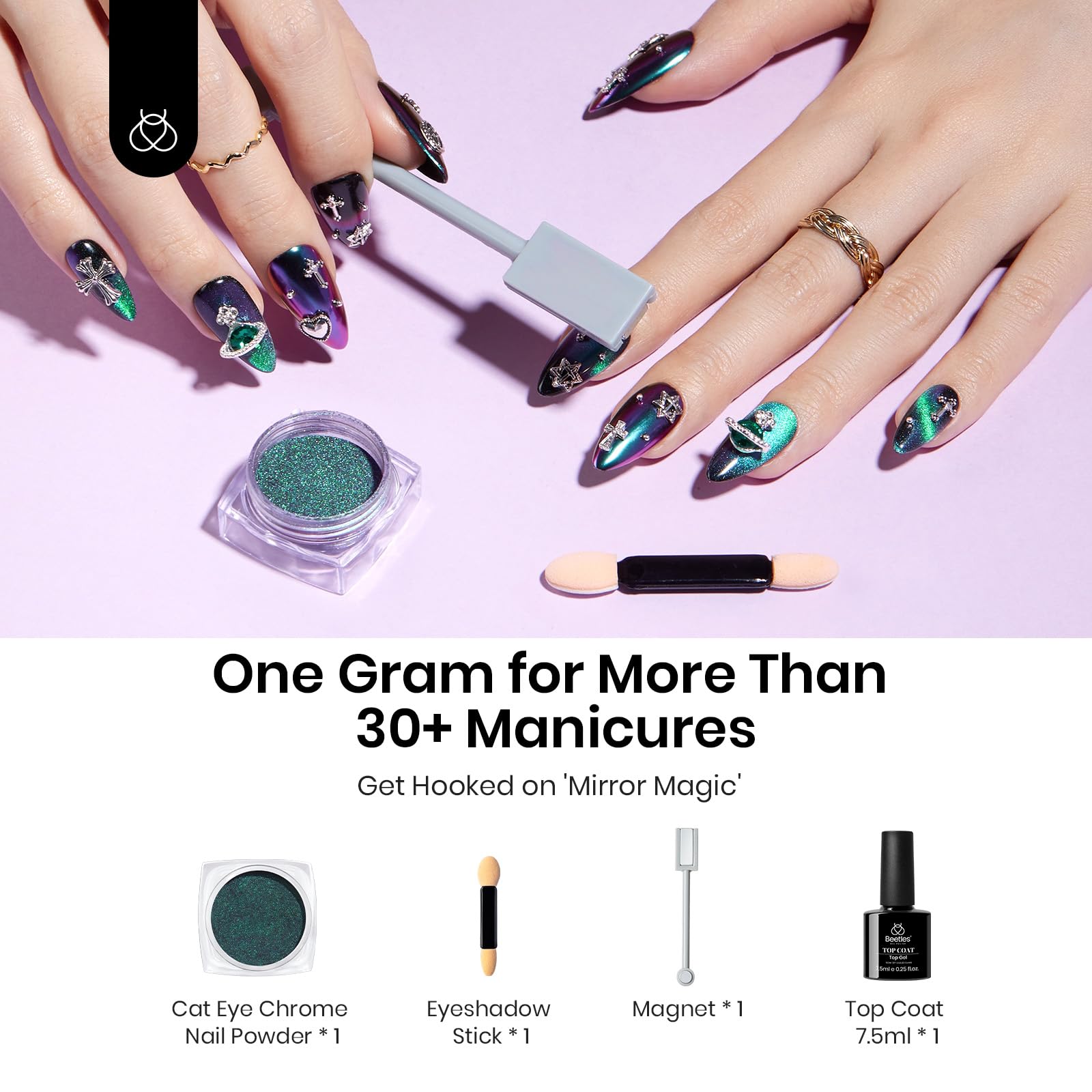 Beetles No Wipe Top Coat provides smooth, long-lasting shine.